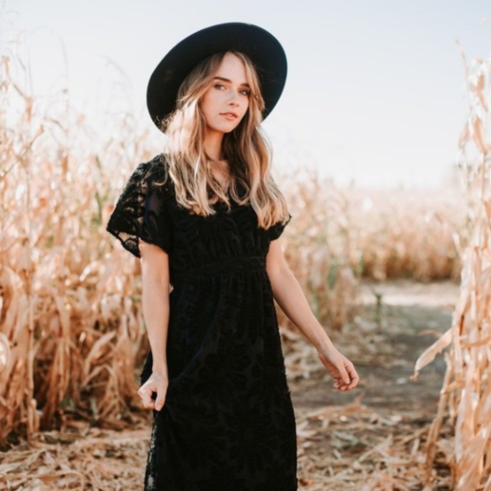 Piper & Scoot Black Theater Detail Maxi Dress